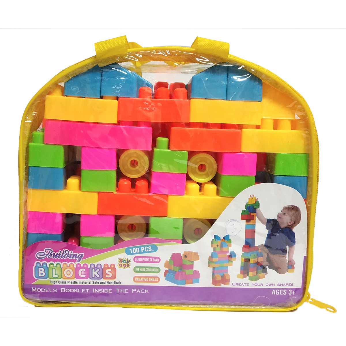 100 Pieces Building Blocks with Stickers for kids (Multicolor Big Size Blocks)