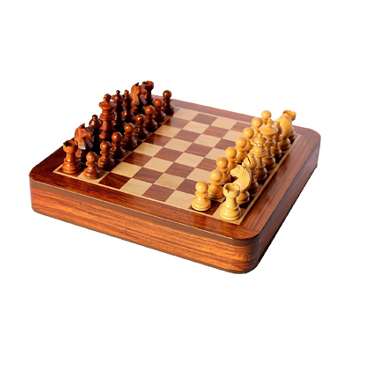 Craftgasmic Square Wooden Chess and Magnetic Pieces Set with Storage Drawer (5x5 Inch) Board Game